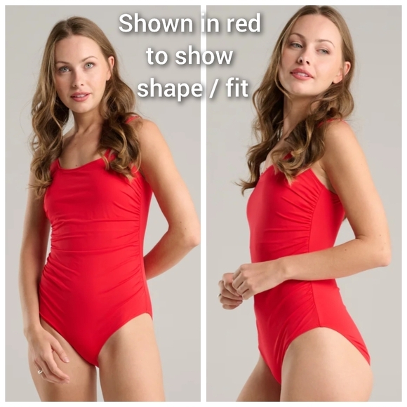 Quintsoul Square Neck Side Shirred Full Coverage One-piece Swimsuit Black NWOT - Picture 3 of 11